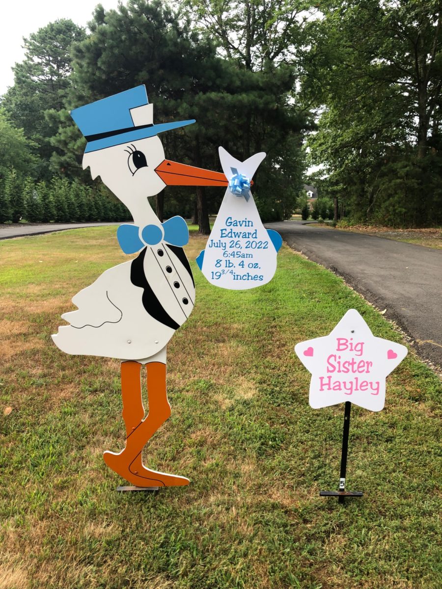 Stork for lawn and Sibling Sign - NJ Baby News